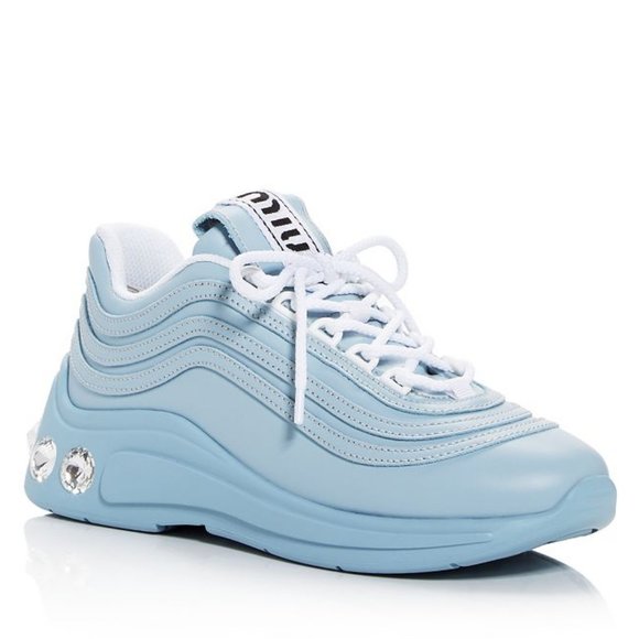 Miu Miu Shoes - NIB$950 Miu Miu Crystal-Embellished Leather Chunky Sole Low-Top Sneakers 38/38.5